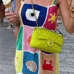 Pitusa pítusa Crochet Patchwork Mini Dress in Multicolor